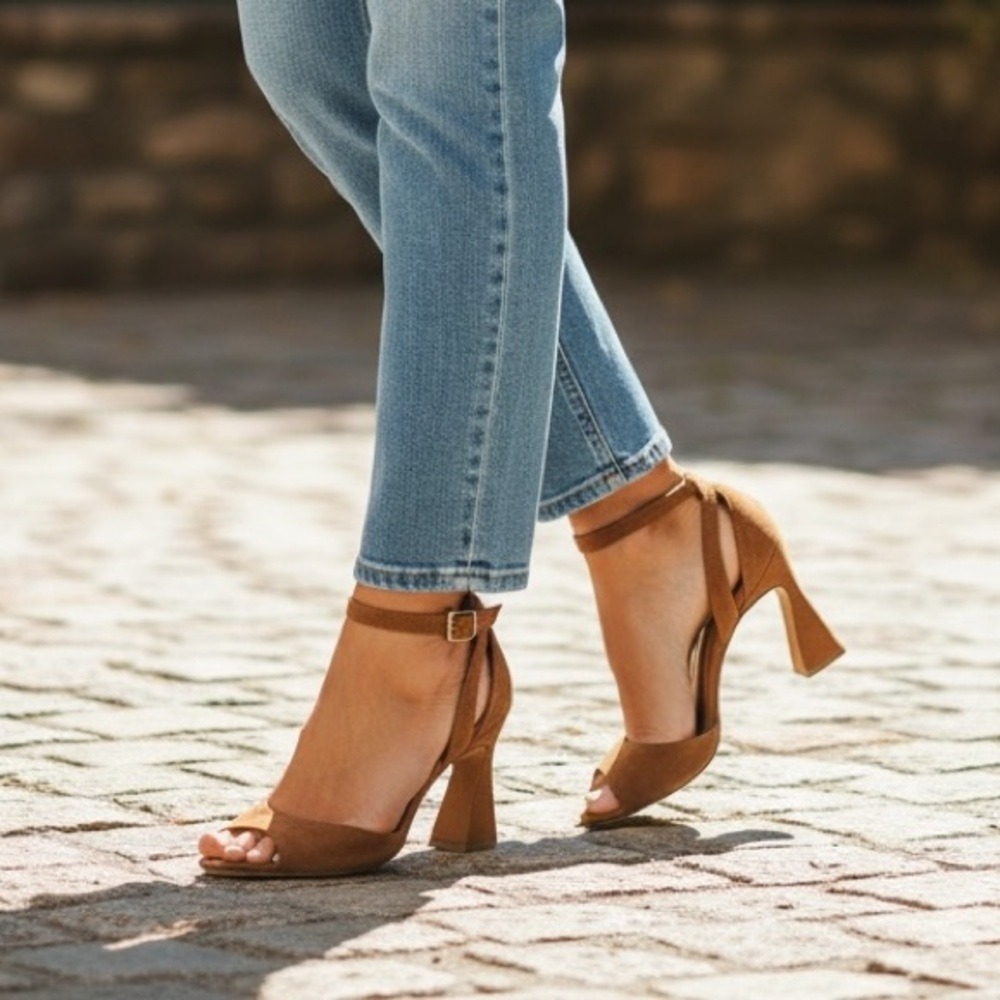 Chinese Laundry Robby Heel, Synthetic suede, Flare Heel,‎ Color Brown, Size 8.5